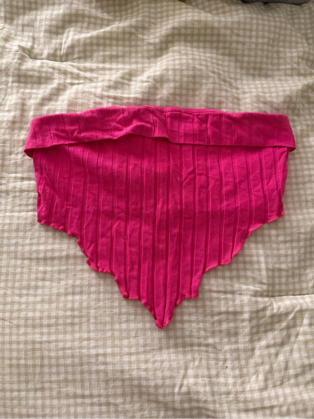 SHEIN Hot Pink Ribbed Fold-Over Crop Top